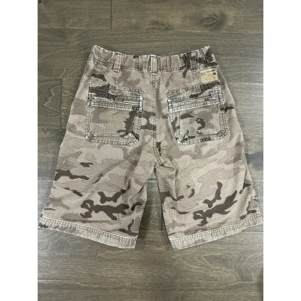 GAP Boy's Khaki Camo Cargo Shorts 10 Reg Adjustable Waistband